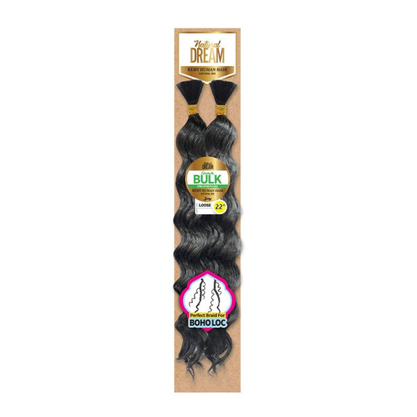 ROYAL IMEX natural human hair bulk extensions in loose wave 22 inch braids for Boho Loc style