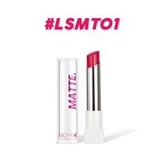 Nicka K long lasting matte lipstick in vibrant pink shade with clear cap and white base