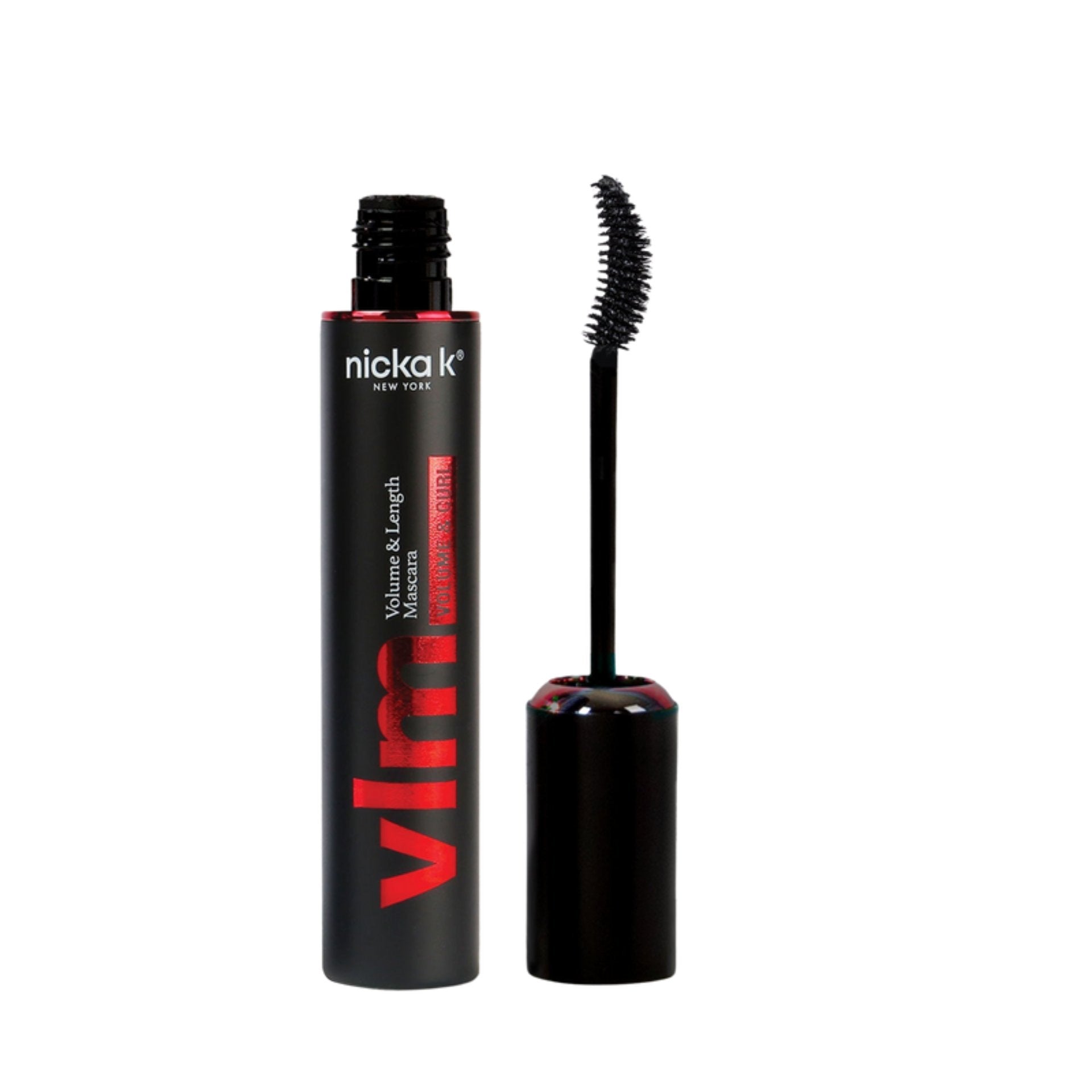 Nicka K volumizing mascara for long lashes with curved brush for volume and lengthening