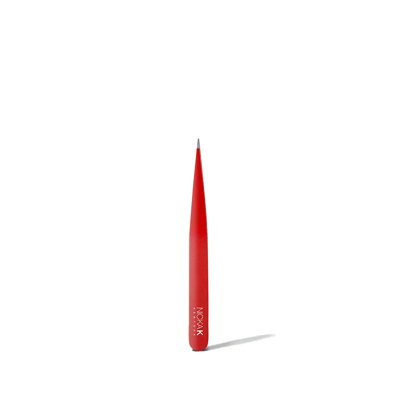 NICKA K red precision pointed eyebrow tweezer for precise hair removal and eyebrow shaping