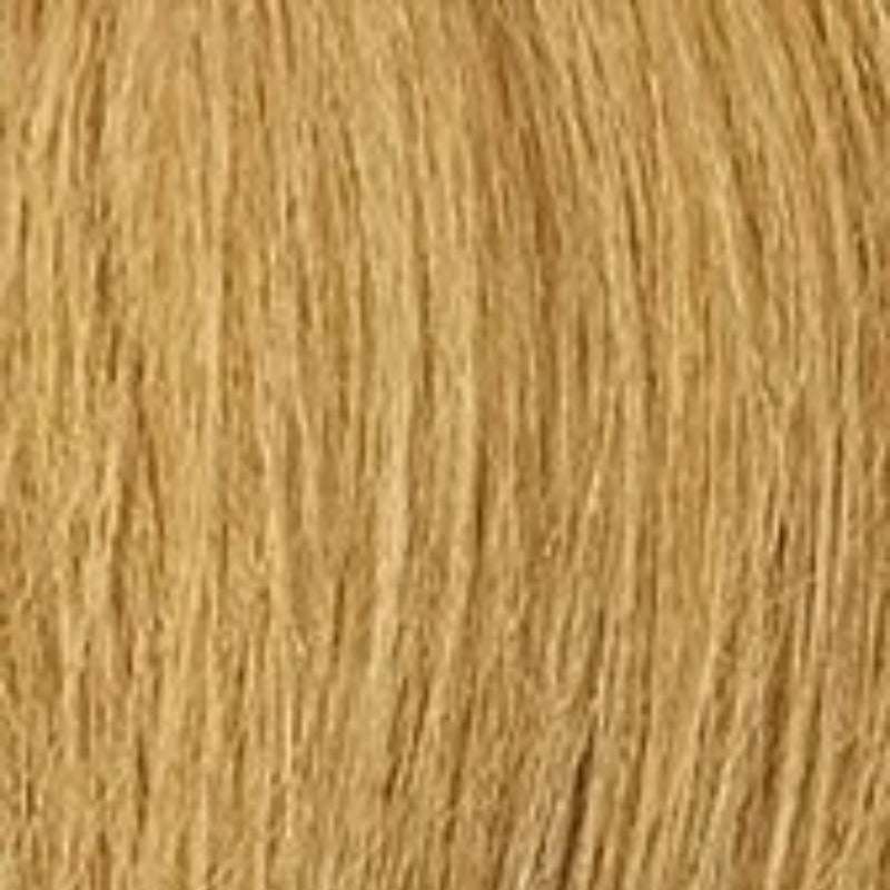 13x4 lace front wig straight golden blonde hair texture closeup showing smooth straight synthetic strands