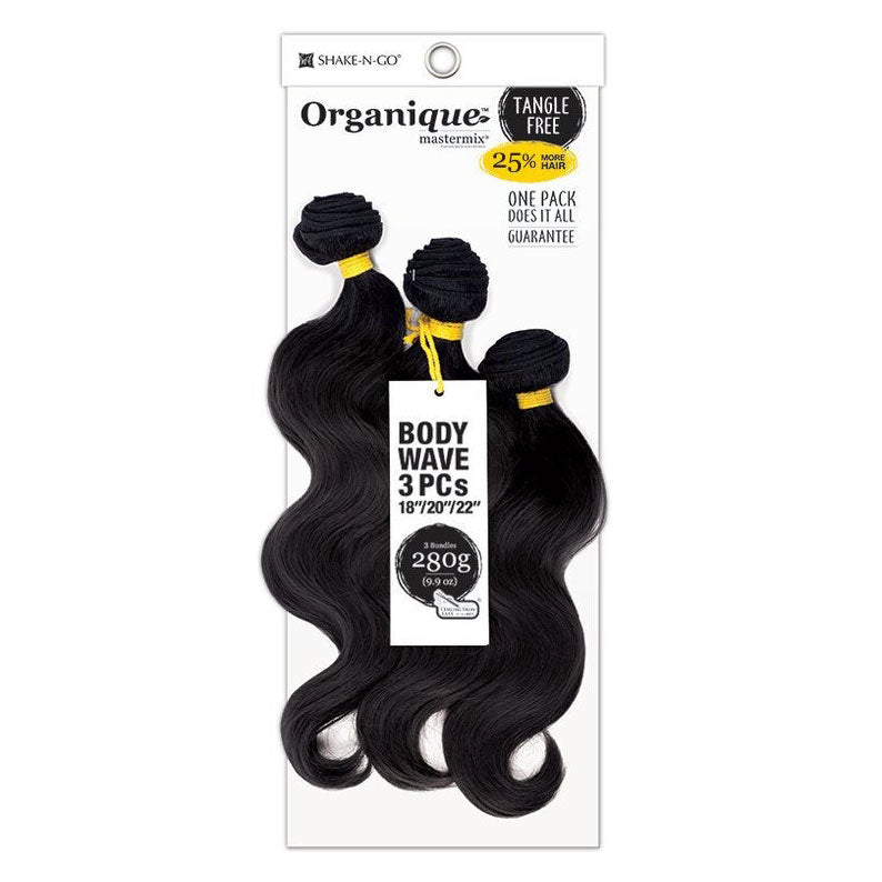 SHAKE N GO body wave hair bundles 3 pieces in natural black with 18 to 22 inch lengths