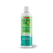 ORS Olive Oil bottle with green label Rice Water and Electrolytes formula olive oil leave-in conditioner for moisture and shine