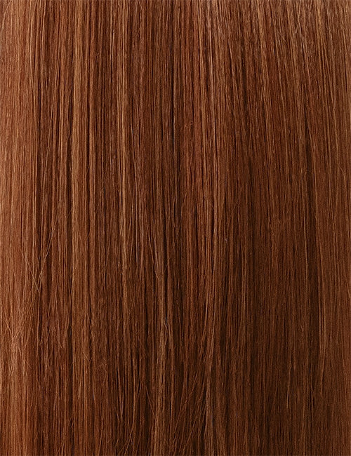 OUTRE 12 inch synthetic lace front wig auburn straight hair close up showing smooth natural looking fibers