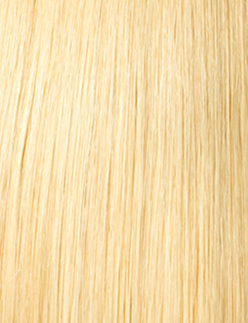 OUTRE 13x6 lace frontal wig synthetic straight light blonde hair strands close up texture