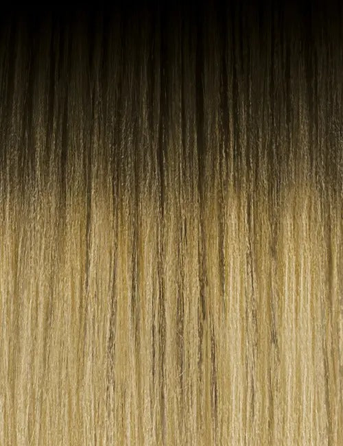 OUTRE afro puff ponytail extension with ombre color from dark roots to blonde ends