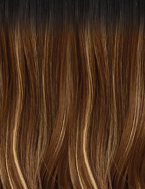 OUTRE bohemian curl clip in hair extensions dark brown with warm honey highlights natural wave