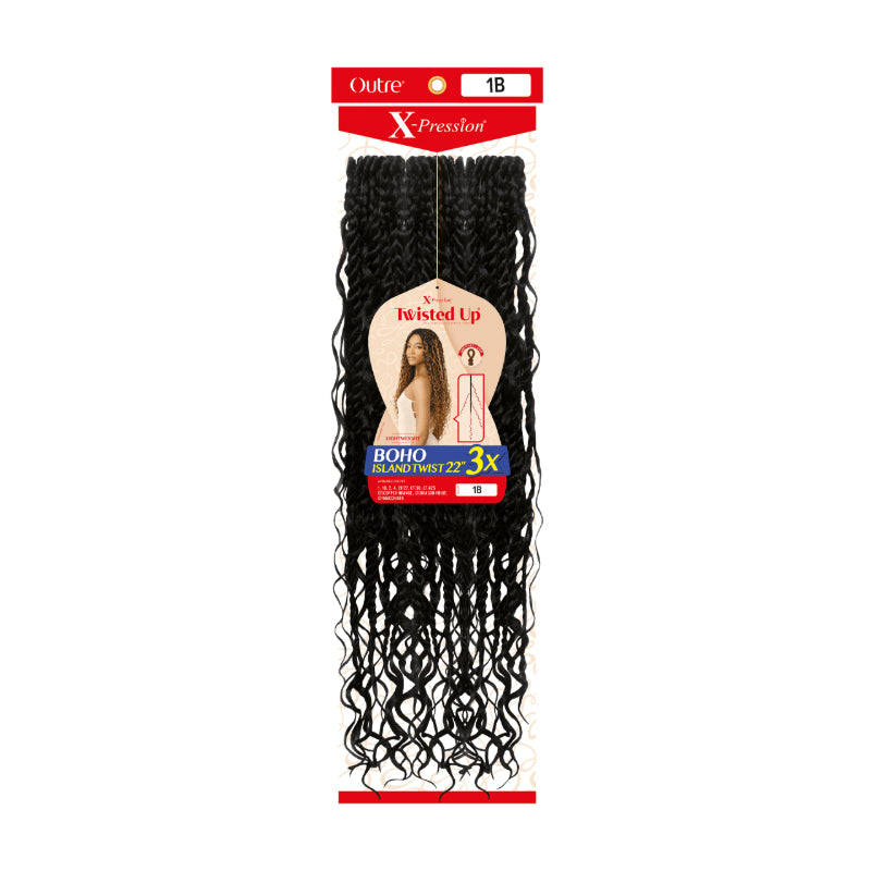 OUTRE boho island twist braiding hair 22 inch in natural black color with curly ends