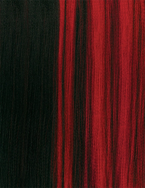 OUTRE jumbo braid hair extensions in black and red synthetic strands for bold hairstyles