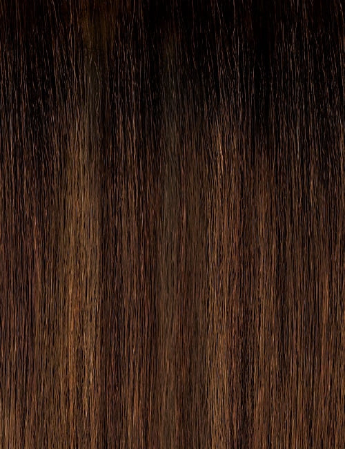 OUTRE kinky straight ponytail extension in dark brown with natural textured strands for full volume