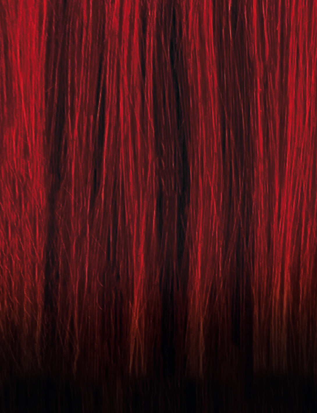 OUTRE red to black ombre long straight hair lace front synthetic wig showing smooth layered fiber texture