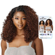 Melted Hairline lace front wig OUTRE curly shoulder length brown ombre with deep side part and natural hairline