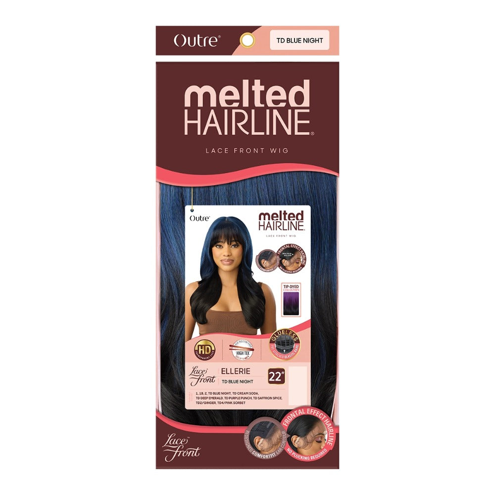 OUTRE melted hairline wig lace front 22 inch Ellerie in TD Blue Night long straight black with blue