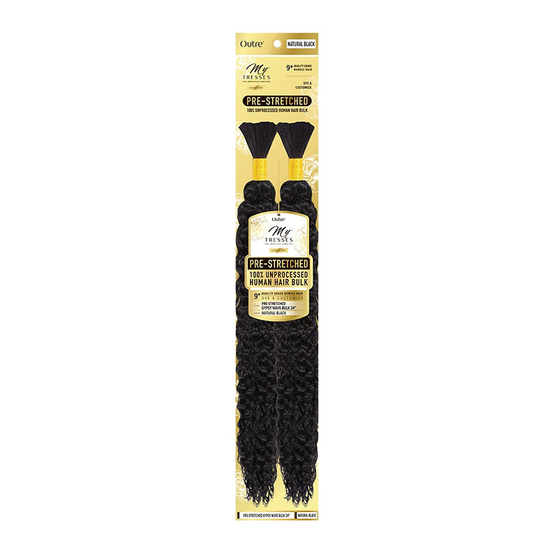 Mytresses Gold Label Gypsy Wave hair bulk OUTRE pre stretched 100 percent unprocessed human hair braid long natural black
