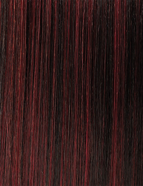 Outre The Daily Wig straight synthetic fiber color swatch dark brown with red highlights