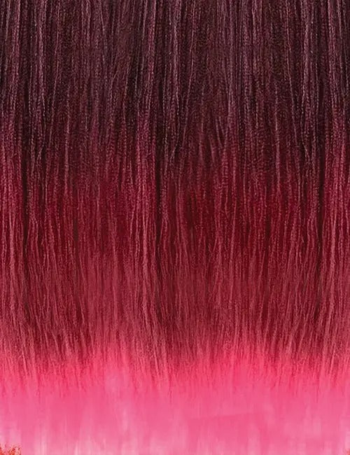 OUTRE pre-stretched braiding hair in ombre shades of dark burgundy to bright pink