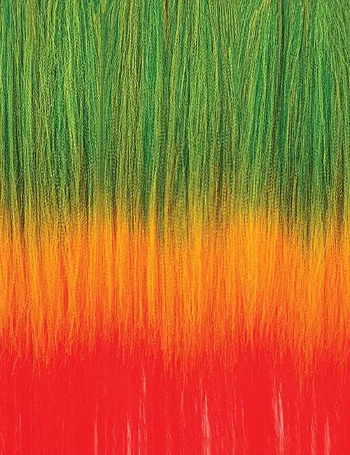 OUTRE pre-stretched braiding hair in green yellow and red ombre color for vibrant braided styles