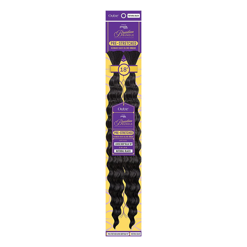 Outre pre-stretched loose deep bulk hair 18 inch natural black Brazilian braid bundle