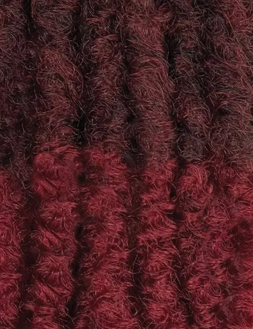OUTRE springy afro twist hair extensions in deep burgundy color for textured braided styles