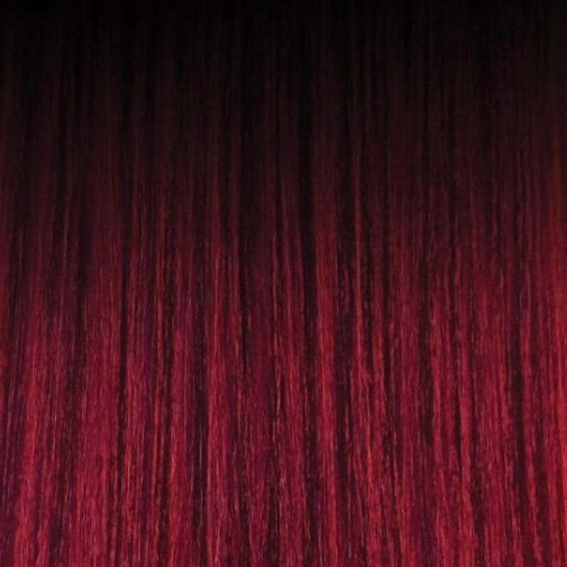 OUTRE synthetic coily puff ponytail braid in dark burgundy and black ombre color