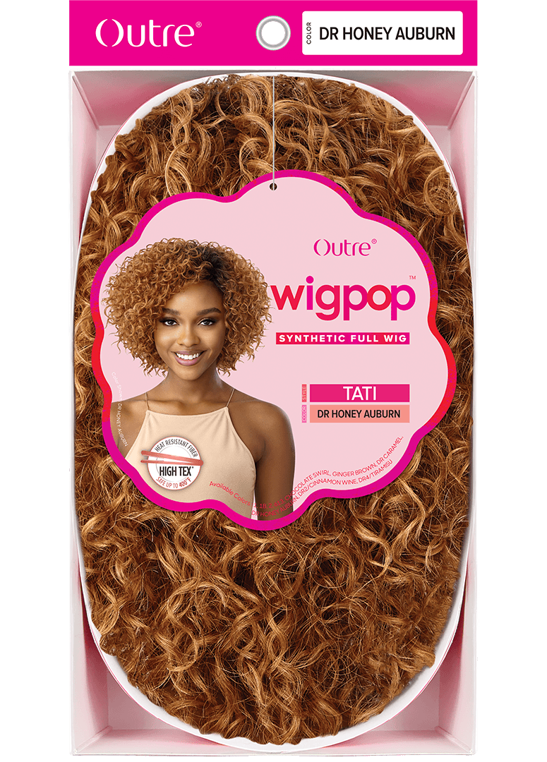 OUTRE WigPop Tati DR HONEY AUBURN curly short synthetic hair full cap wig with voluminous ringlets