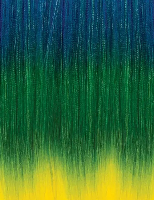 OUTRE pre-stretched braiding hair ombre blue to green to yellow synthetic braid strands for styles