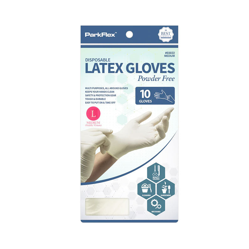 BEAUTY TOWN ParkFlex disposable powder free latex gloves box showing white gloves large latex gloves for beauty salons