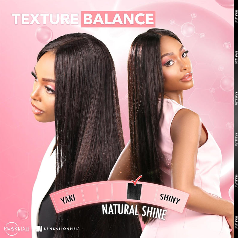 SENSATIONNEL Virgin Remi straight hair extensions shown on two models with long shiny dark hair