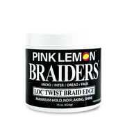 15 oz jar of pink lemon braiders edge control loc twist braid edge gel black label white lid for sleek hold