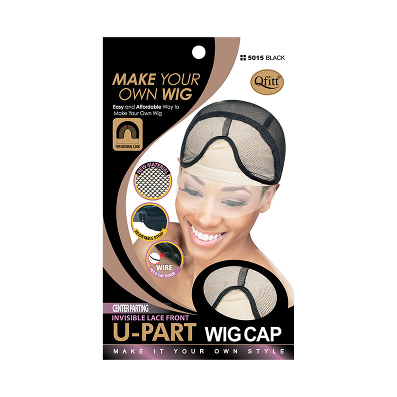 M&M invisible lace front u-part wig cap in black for center parting and natural look