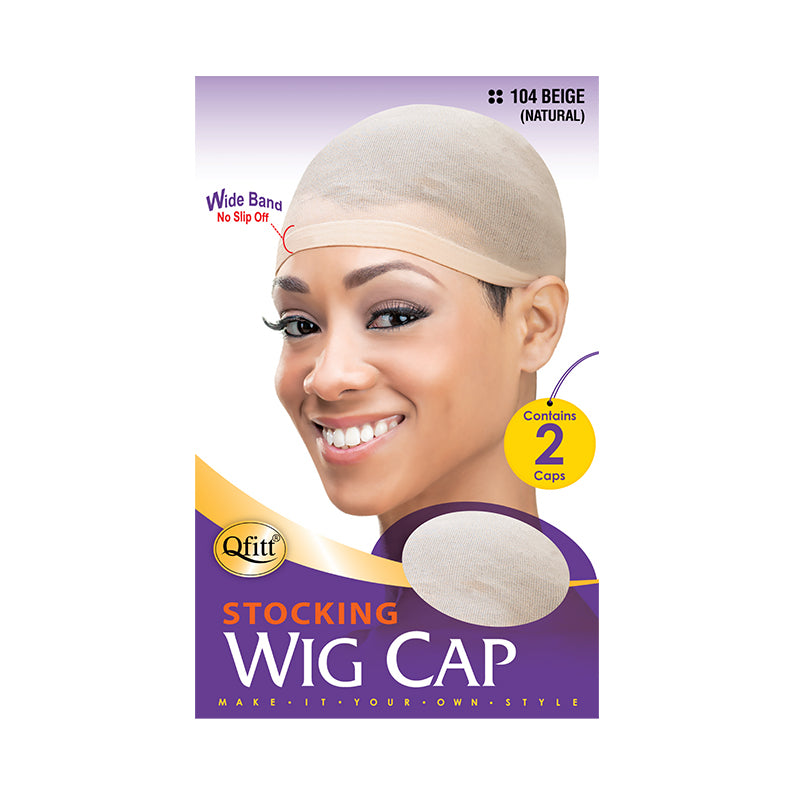 M&M stocking wig cap for natural hair in beige with wide band and no slip off design