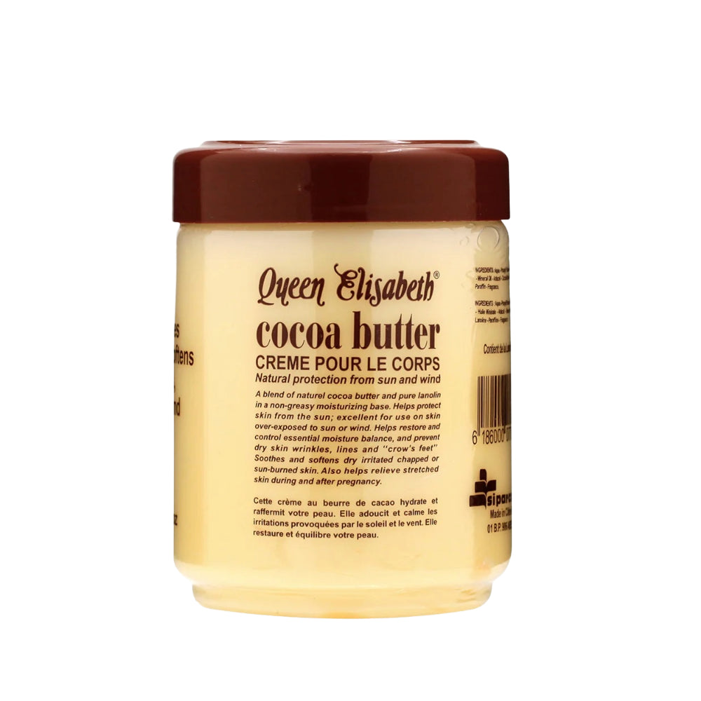 Queen Elisabeth cocoa butter body cream jar for dry skin moisturizing and protection