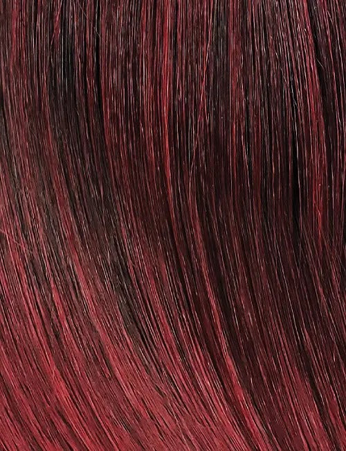 OUTRE quick ponytail extension with smooth dark red and black blended hair strands