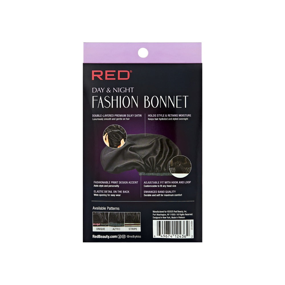 RED BEAUTY by KISS adjustable fashion bonnet for braids black satin day and night packaging