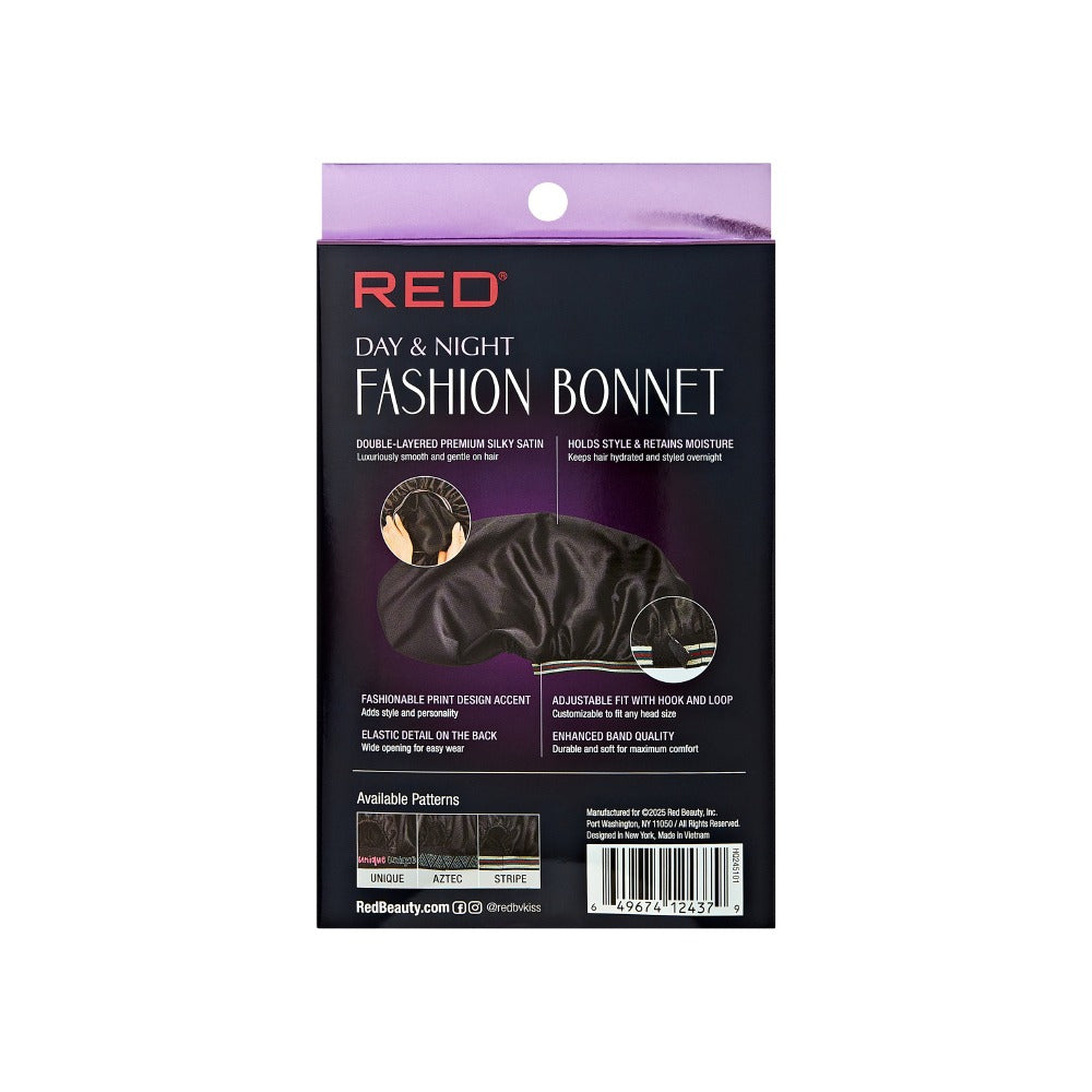 RED BEAUTY by KISS Day and Night adjustable fashion bonnet for braids black double layer satin with hook and loop