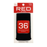RED by KISS pack of 36 black elastic hair bands 2mm thin maximum hold damage free hair accessories