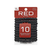 RED by KISS 10 pack wave hair elastics black elastic hair bands 8mm for maximum hold damage free