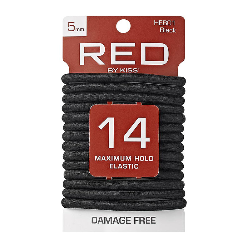 RED BEAUTY by KISS black elastic hair bands 14 pack maximum hold damage free 5mm