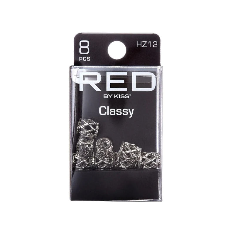 RED by KISS Classy silver hair rings in clear box 8 pcs braid charm set for decorative braids