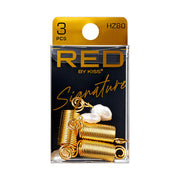 RED by KISS Signature gold coil braid charms for hair with faux pearl accents 3 piece pack