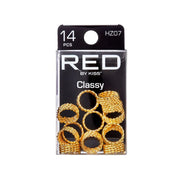 RED BEAUTY by KISS 14 piece gold braid hair charms set textured twist rings for braids