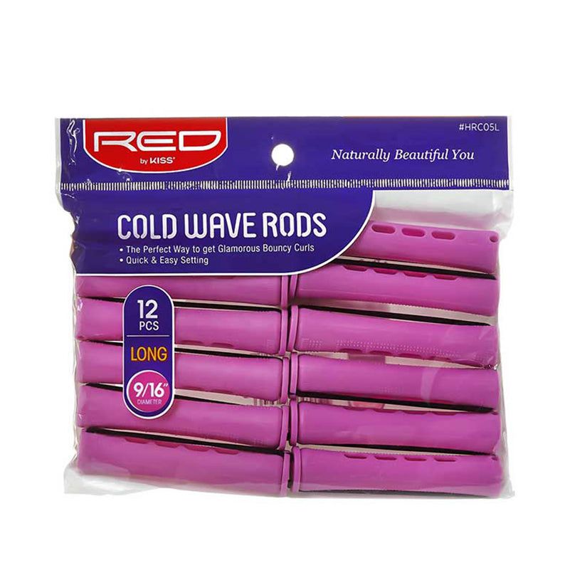 RED BEAUTY by KISS 12 pack pink long cold wave rods for long hair nine sixteenth inch diameter retail pack