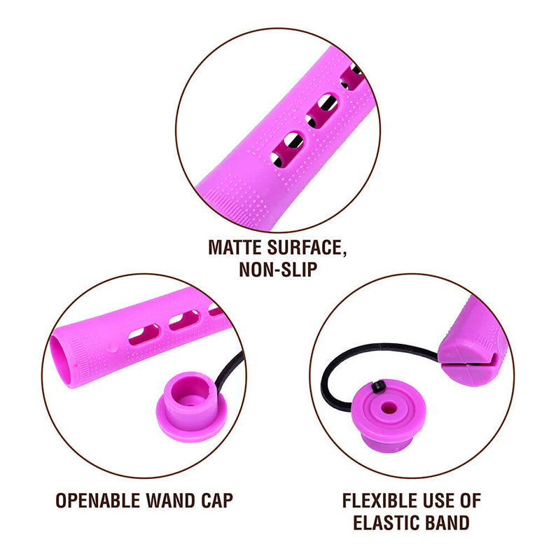 RED BEAUTY by KISS pink cold wave rods for long hair showing matte non slip surface openable wand cap and elastic band