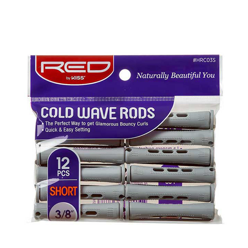 RED by KISS pack of 12 short gray three eighth inch cold wave rods for short hair for bouncy salon style