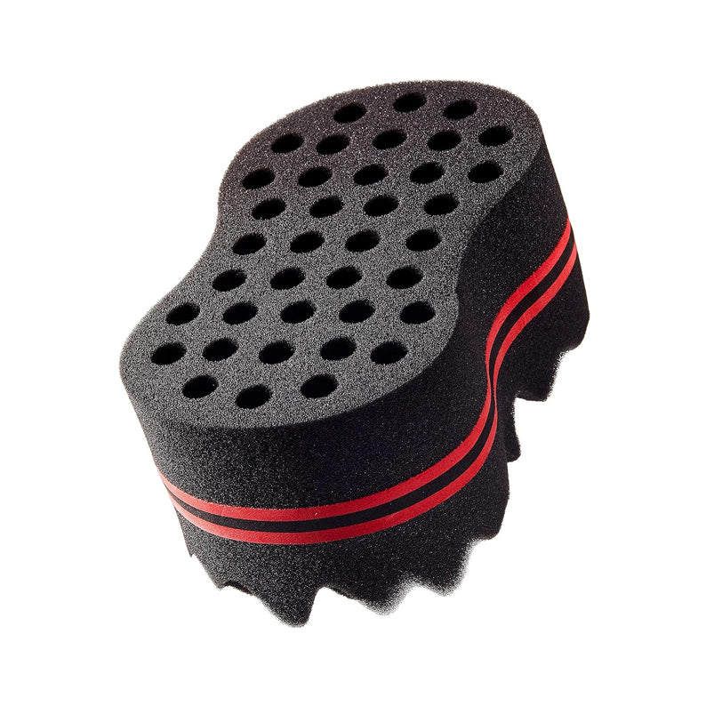 RED BEAUTY by KISS dual sided twist sponge jumbo black hair sponge with red stripes for creating twists