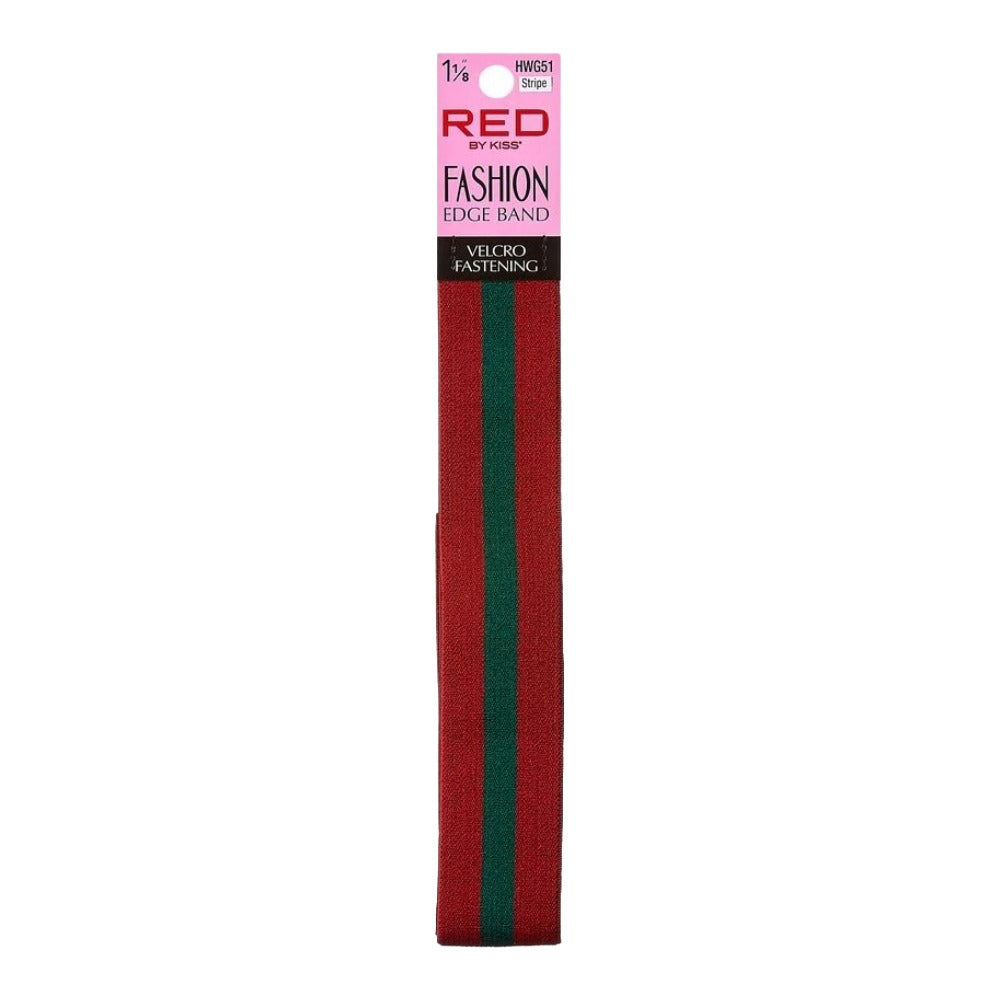 RED BEAUTY by KISS striped red and green fashion edge band for wigs with Velcro fastening