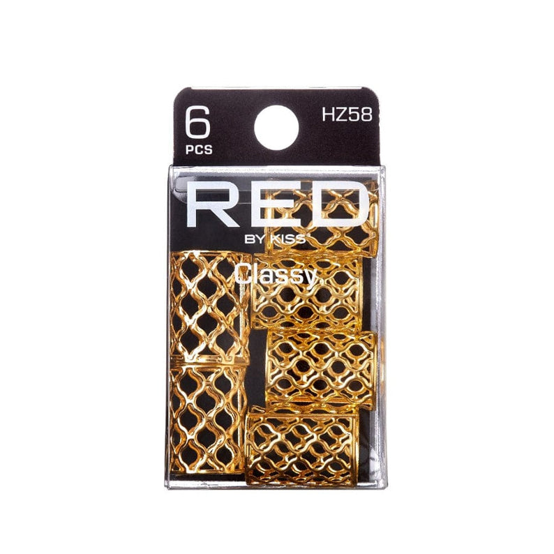 RED BEAUTY by KISS 6 pack gold braid hair charms metal lattice braid cuffs for decorative hairstyles