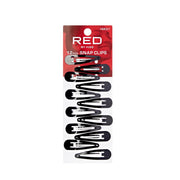RED BEAUTY by KISS 12 pack black hair snap clips on retail card for styling and sectioning
