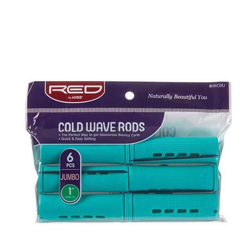 RED by KISS jumbo cold wave rods for hair pack of 6 teal 1 inch rollers for bouncy curls