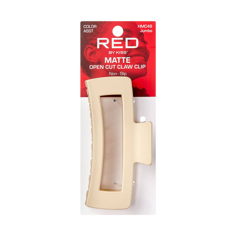 RED BEAUTY by KISS jumbo matte hair claw clip beige open cut non slip large hair accessory
